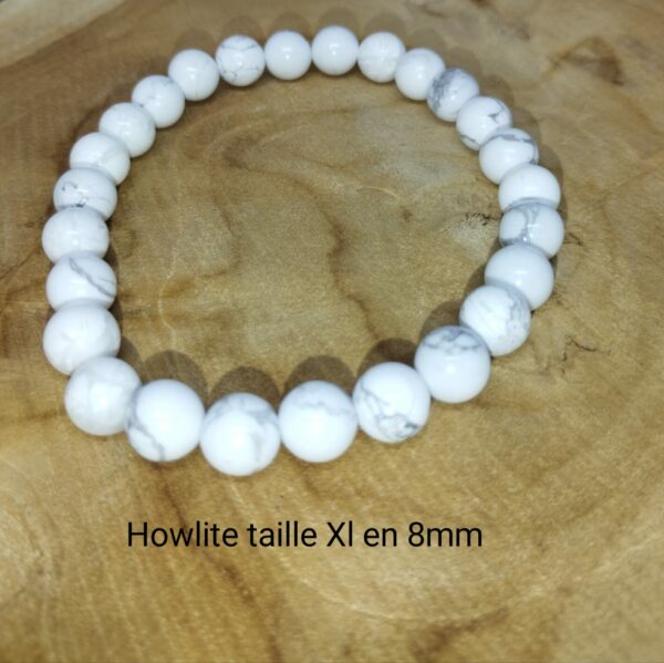 Bracelet Howlite 8mm Taille XL