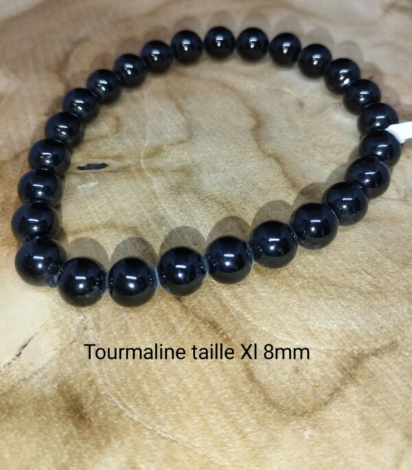 Bracelet Tourmaline noire 8 mm taille XL