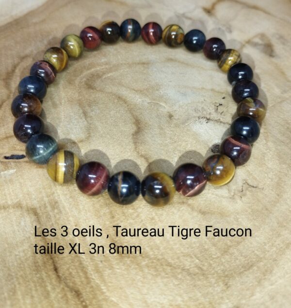 Bracelet 3 oeils  8 mm   taille XL     AA+