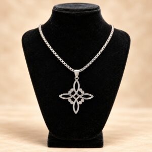 Collier avec pendentif nœud de sorcière en acier inoxydable modèle #1 couleur au choix
