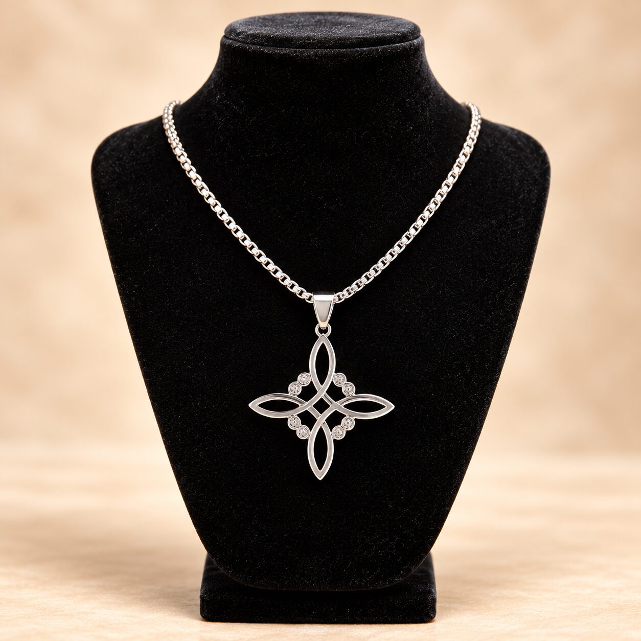 Collier avec pendentif nœud de sorcière en acier inoxydable modèle #1 couleur au choix